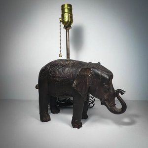 Vintage Cast Bronze Elephant Lamp